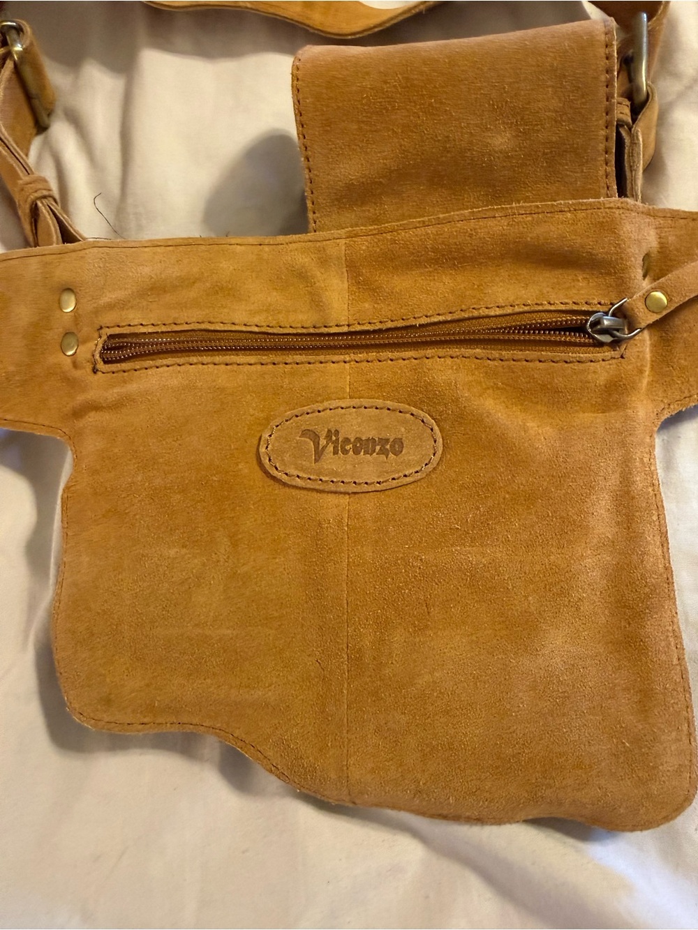 New Suede Tan Waist Bag with Dual Front Pouches - Picture 11 of 11